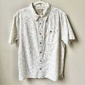 Vintage Camp Shirt Men's Medium 100% Cotton Gauze Beachy Preppy Coastal Colorful